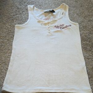 Harley-Davidson Ivory Tank with Pink Logo